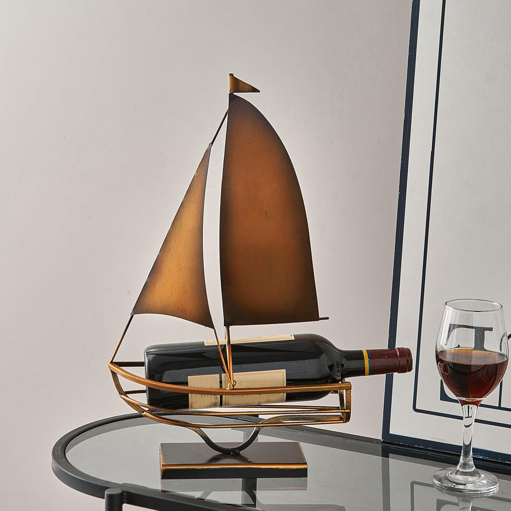 vintage sailboat wine rack, Tabletop metal sailboat wine display rack | kitch...