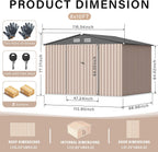 8x10 FT Metal Storage Sheds Outdoor, Metal ToolShed with Lockable Door, Metals Yard Sheds MetalGarden Shed Kit, Metals Utility Sheds Buildings with Air Vent for Backyard Garden Patio Lawn