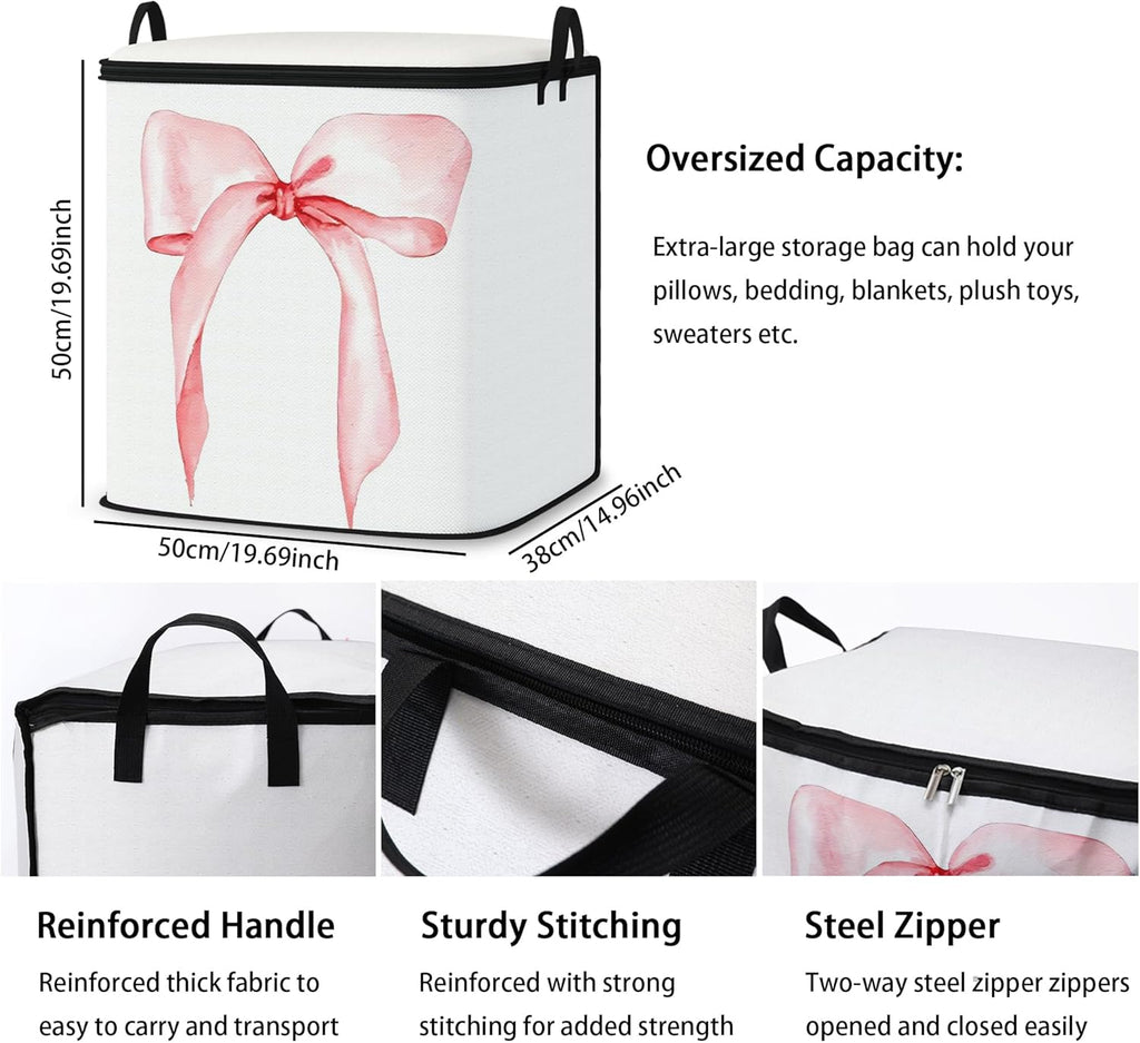 Large Comforter Storage Bag with Zipper,Closet Organizer for Clothes/Blankets/Quilts/Pillows,Fabric Storage Bags with Portable Handles 95L(2-Pack)