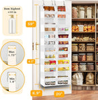 Over The Door Organizer 6 Tiers, Extra Large Behind Door Storage of 12 Compartments, 80 lbs Weight Capacity Hanging Storage Organizer with Clear Window Kids Toys, Shoes,Diapers, Room Storage, White