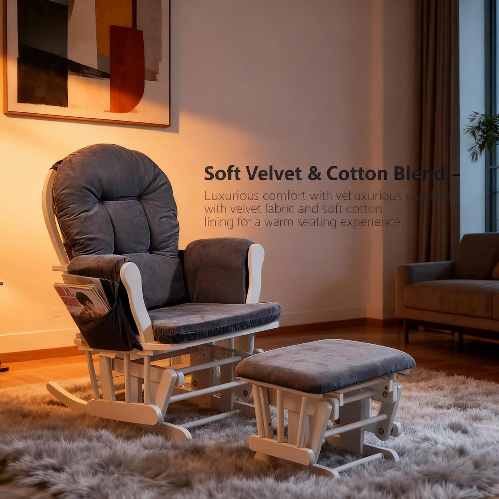 Zerone Soft Velvet Cotton Chair Cushions and Stool Pad Set, Glider Rocker Rep...