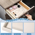 Quelay 6 Pcs Velvet Stackable Jewelry Tray Showcase Display, Jewelry Organizer Tray Bracelet Ring Earring Necklace Organizer Empty Plate for Drawers Countertop (Beige)