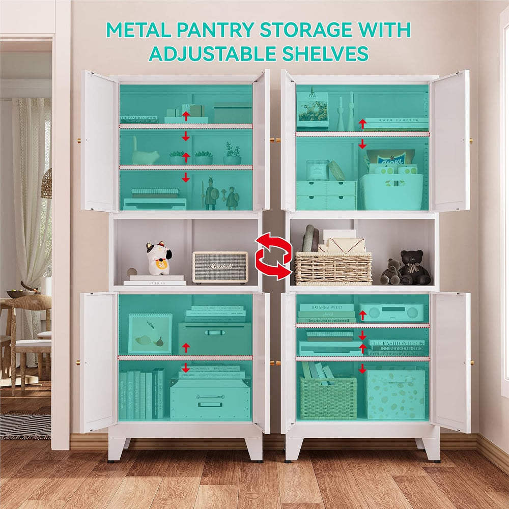 69" H Metal Pantry Cabinet with Open Shelf,13.78“Deep By 28" Wide S...