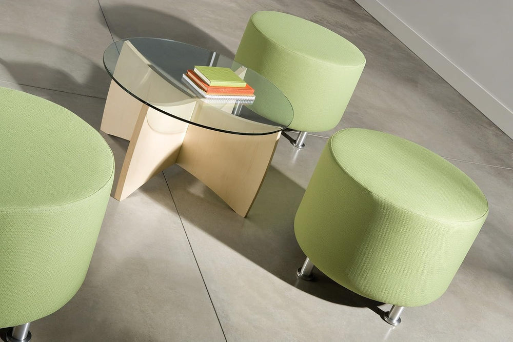 Steelcase Turnstone Alight Lounge Round Ottoman: Brushed Aluminum Legs