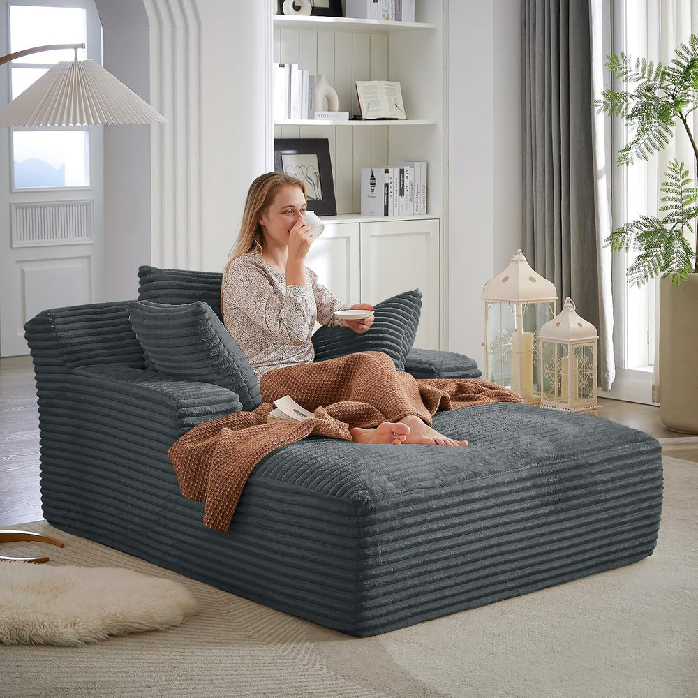 Antetek Oversized Chaise Lounge Chair Indoor, Modern 50-inch Upholstered Cord...