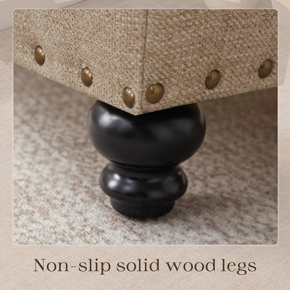 Zihanhome Small Ottoman with Storage, Upholstered Button Tufted Ottoman Foot ...