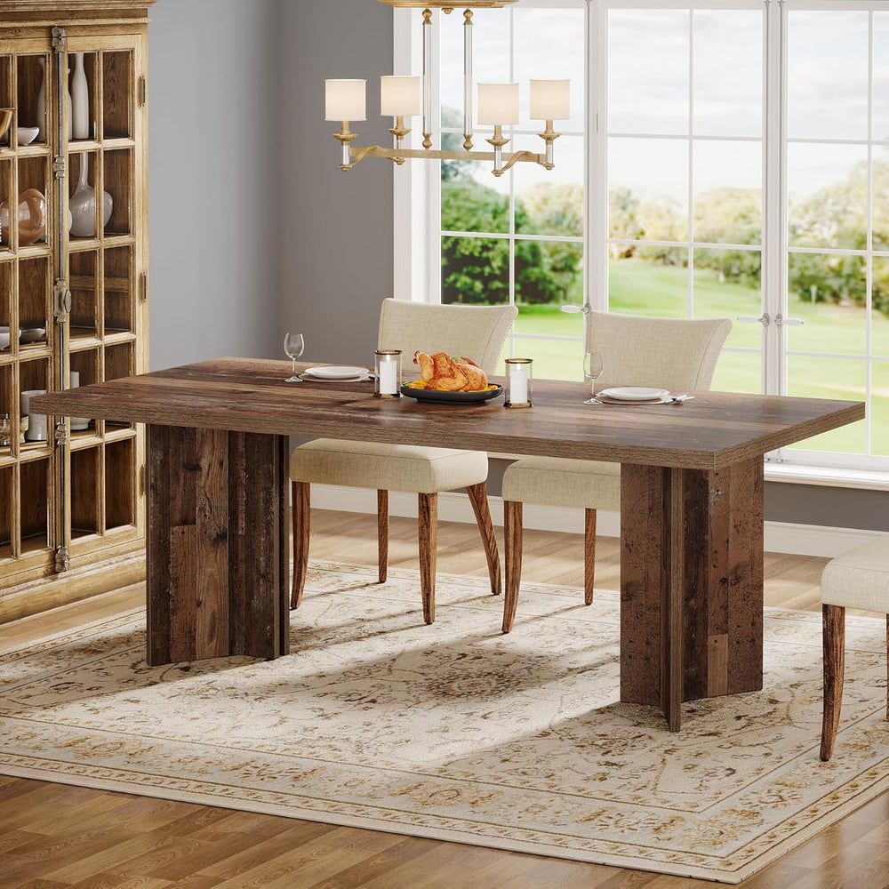 Tribesigns Farmhouse Dining Table for 4 to 6 People, 63-inch Rectangle Wooden...