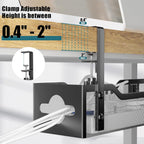 Under Desk Cable Management Tray Black, Litwaro Cable Management Under Desk No Drill, 25'' Cable Tray with Clamp for Wire Management, Cord Organizer for Office, Home - No Damage to Table