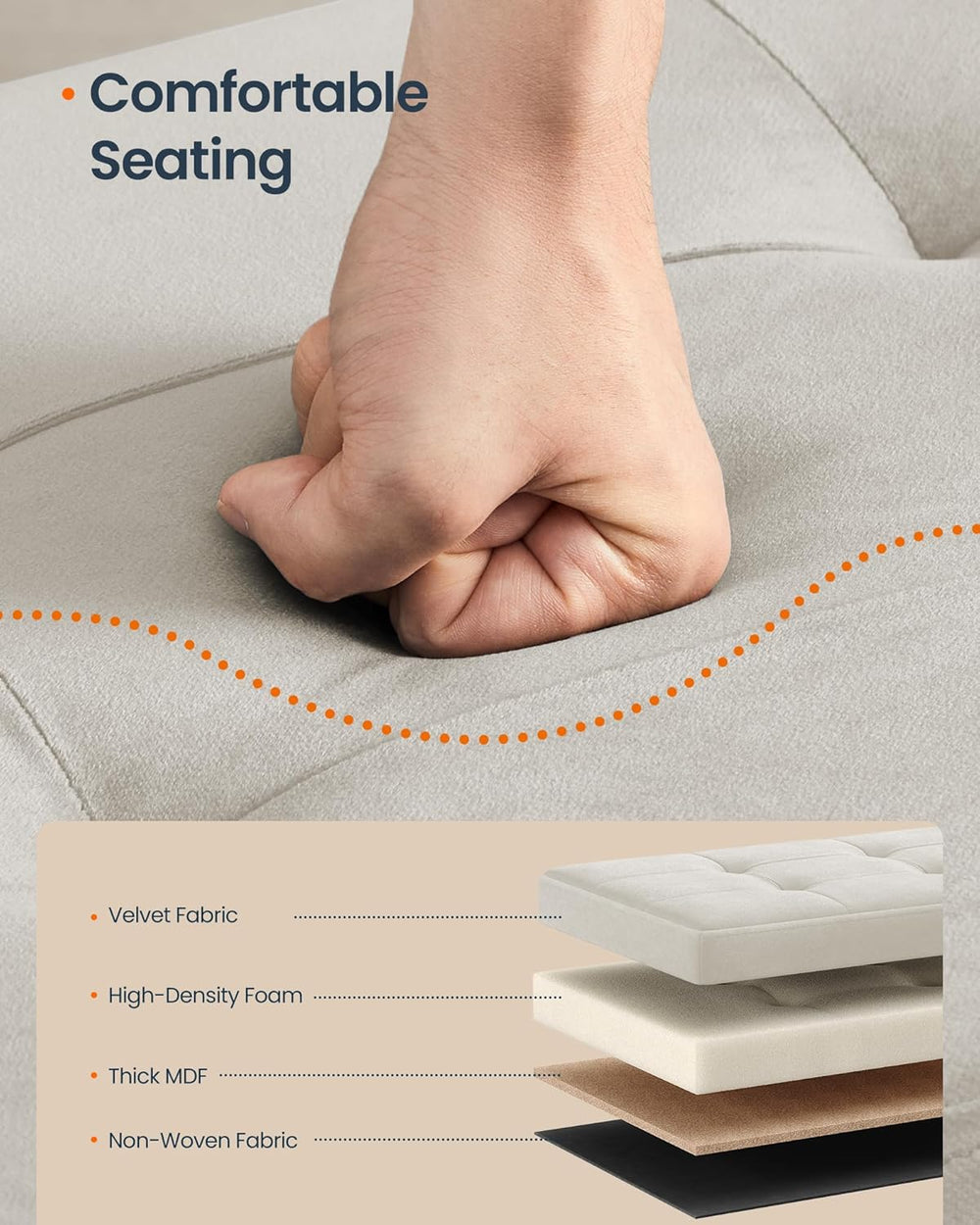 SONGMICS HOME Ottoman with Storage, Removable Lid, Folding Storage Chest, Eas...