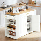 DWVO Large Kitchen Island with Trash Can Cabinet | 53 Inch Kitchen Island on Wheels, Rolling Island with Tilt‑Out Garbage Storage Fits 13 Gallon Bin