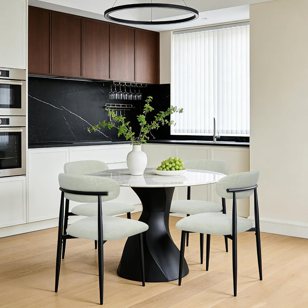 FREKEN Modern Upholstered Dining Chairs Set of 2, Mid-Century Metal Frame Lin...