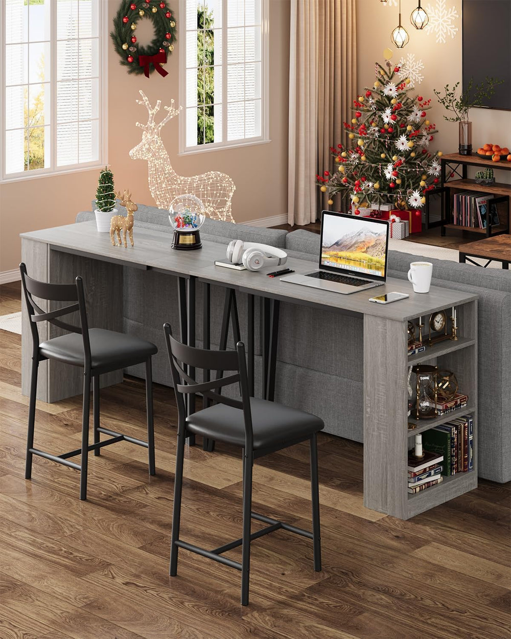 GAOMON 3 Piece Bar Table Set for 2, Bar Table and Chairs Set with with Flip T...