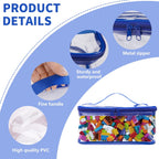 3 Packs Clear Toy Storage Bags- 9.4 x 6.7 x 4.3 Inch Transparent PVC Toy Organizing Bags with Zipper- Waterproof Toy Storage Organizer Pouch for Building Blocks, Small Toys (Blue)