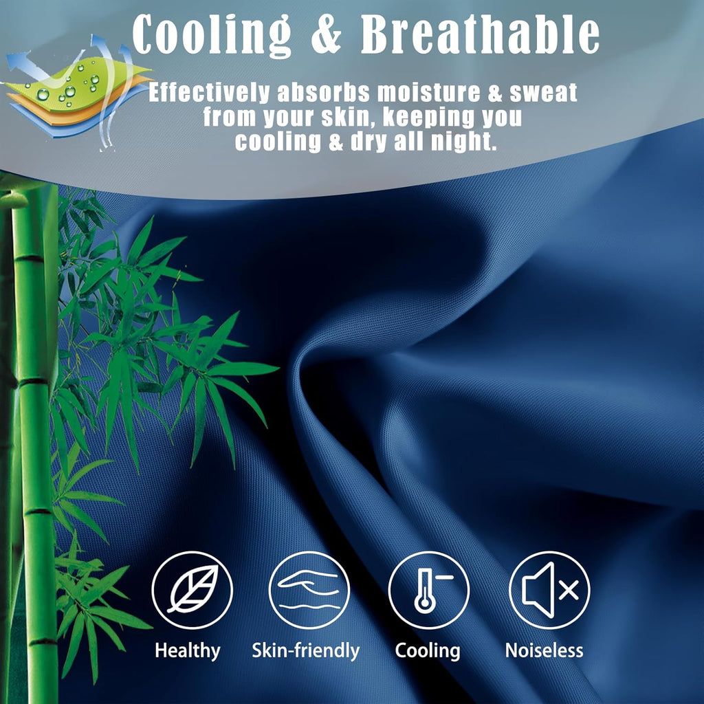 Pillow Cases Queen Size 2 Pack, Bamboo Rayon Cooling Pillowcases with Envelope Closure, Cool Breathable Pillow Case for Hot Sleepers & Night Sweats, 20x30 inch, Deep Blue