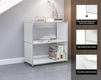 32-Inch 2-Tier Metal Bookcase, Open Shelf Storage Organizer for Living Room, Bedroom, Side Table or Nightstand Use, Modern DIY Assembly, White