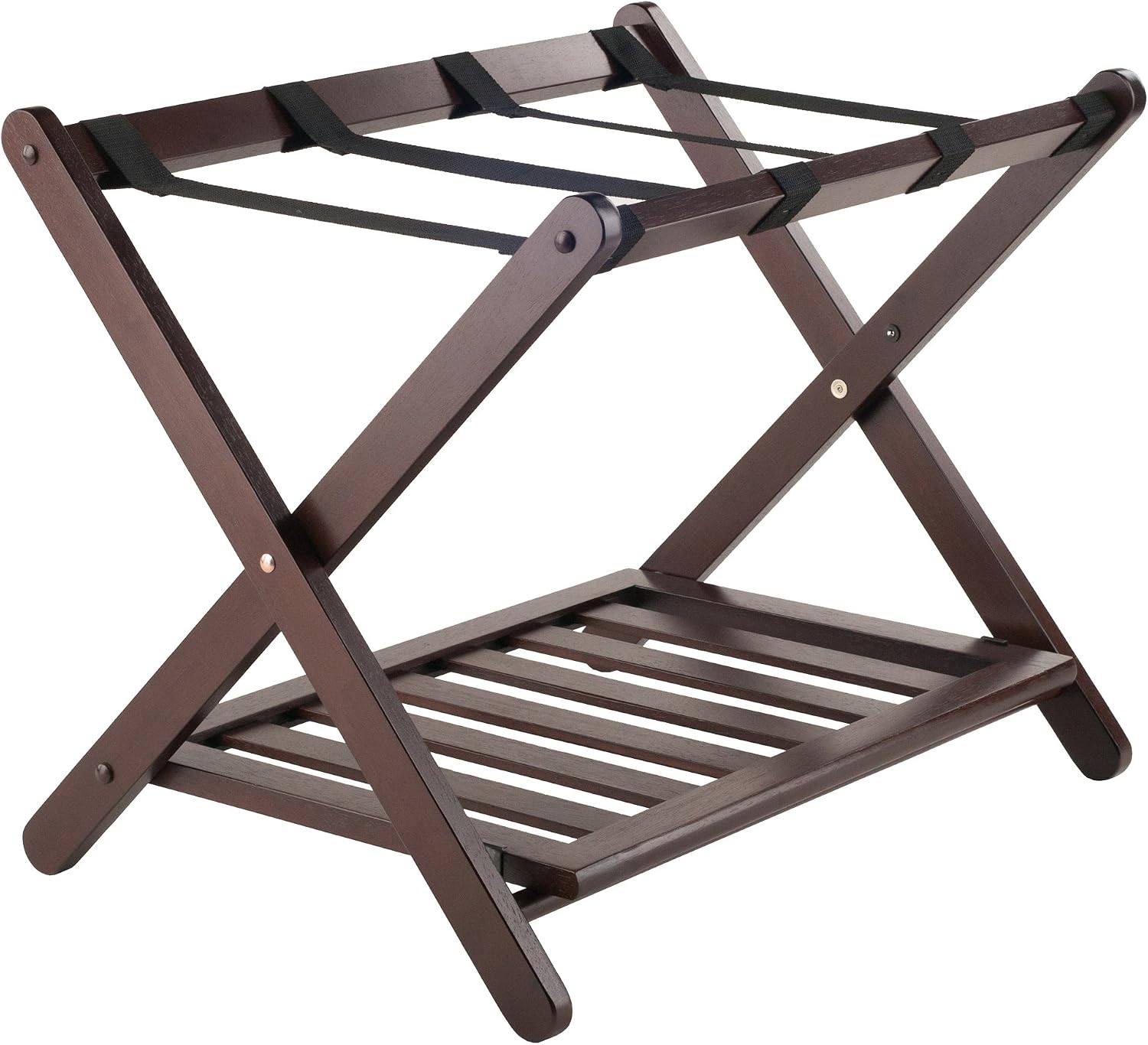 Winsome Reese Luggage Rack with Storage Shelf, for Guest Room, No Assembly, Cappuccino