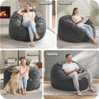 Hobestluk 4FT Bean Bag Chair Giant Bean Bag Chairs for Adults Large Bean Chairs with Removable Cover, Beanbag Chair with Filler, Adult Bean Bag Chairs for Living Room, Bedroom