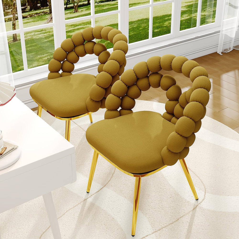 TesNus Velvet Dining Chairs Set of 2, Mustard Yellow Upholstered Velvet Chair...