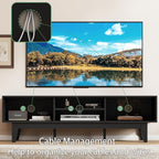 Fluted TV Stand for 55 65 Inch TV, Mid Century Modern Entertainment Center with Shelves, Cabinets & Sliding Doors, TV Media Console Table with Wood Feet & Cord Holes for Living Room, Bedroom, Black