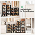 Kitstorack Stackable 16-Tier Shoe Rack for Closet & Entrance - Tall, Narrow, Vertical Shoe Stand - Plastic, Free Standing - Ideal for Small Spaces