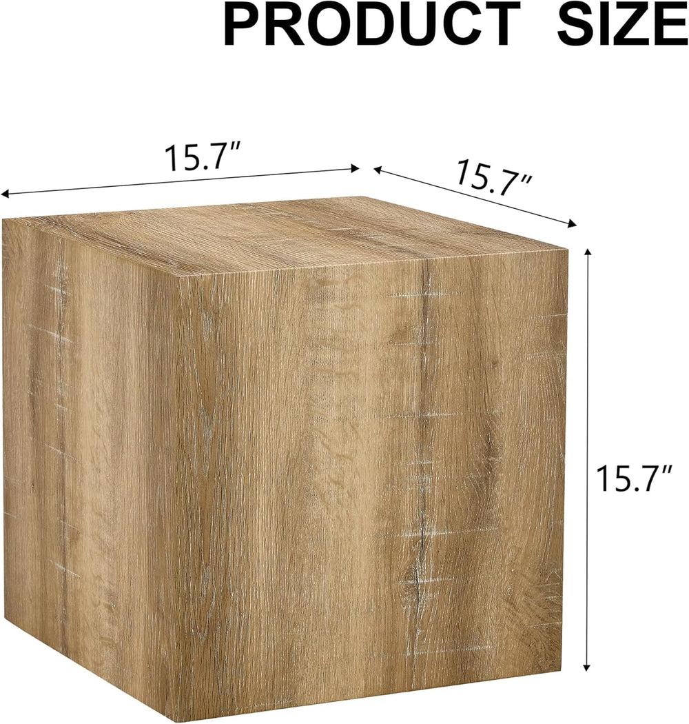 Modern Natural Color Wooden End Table for Living Room, MDF Construction Squar...