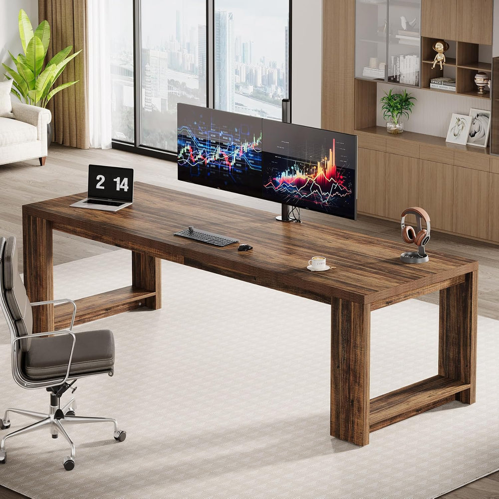 Tribesigns Two Person Desk, 86.6-Inch Extra Long Computer Desk, Two Person Do...