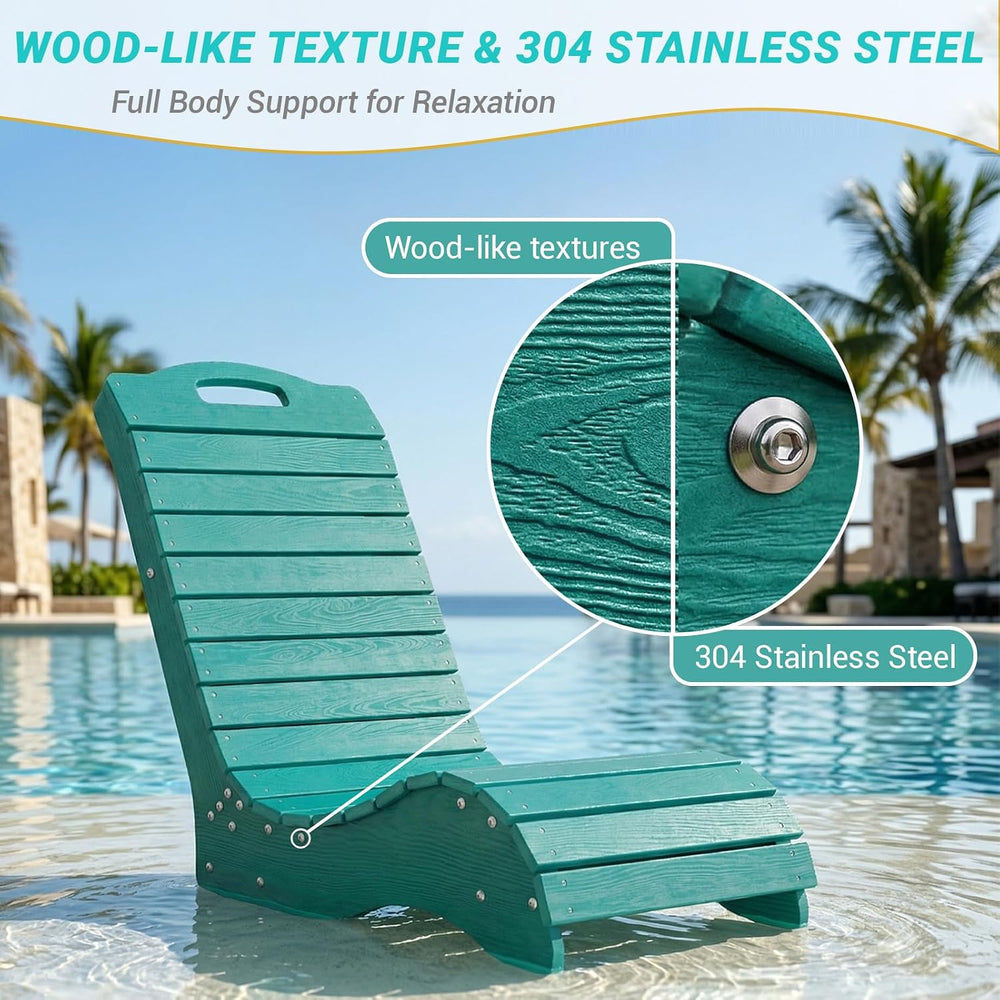 Skybright HDPE Pool Lounge Chairs Set of 2, in-Pool Chaise Lounge Outdoor wit...