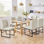 Yaheetech Upholstered Dining Chairs Set of 6 Modern Kitchen Chairs with Mid Back Padded Seat and Metal Legs for Dining Room, Living Room, Restaurant, Armless Design, Beige