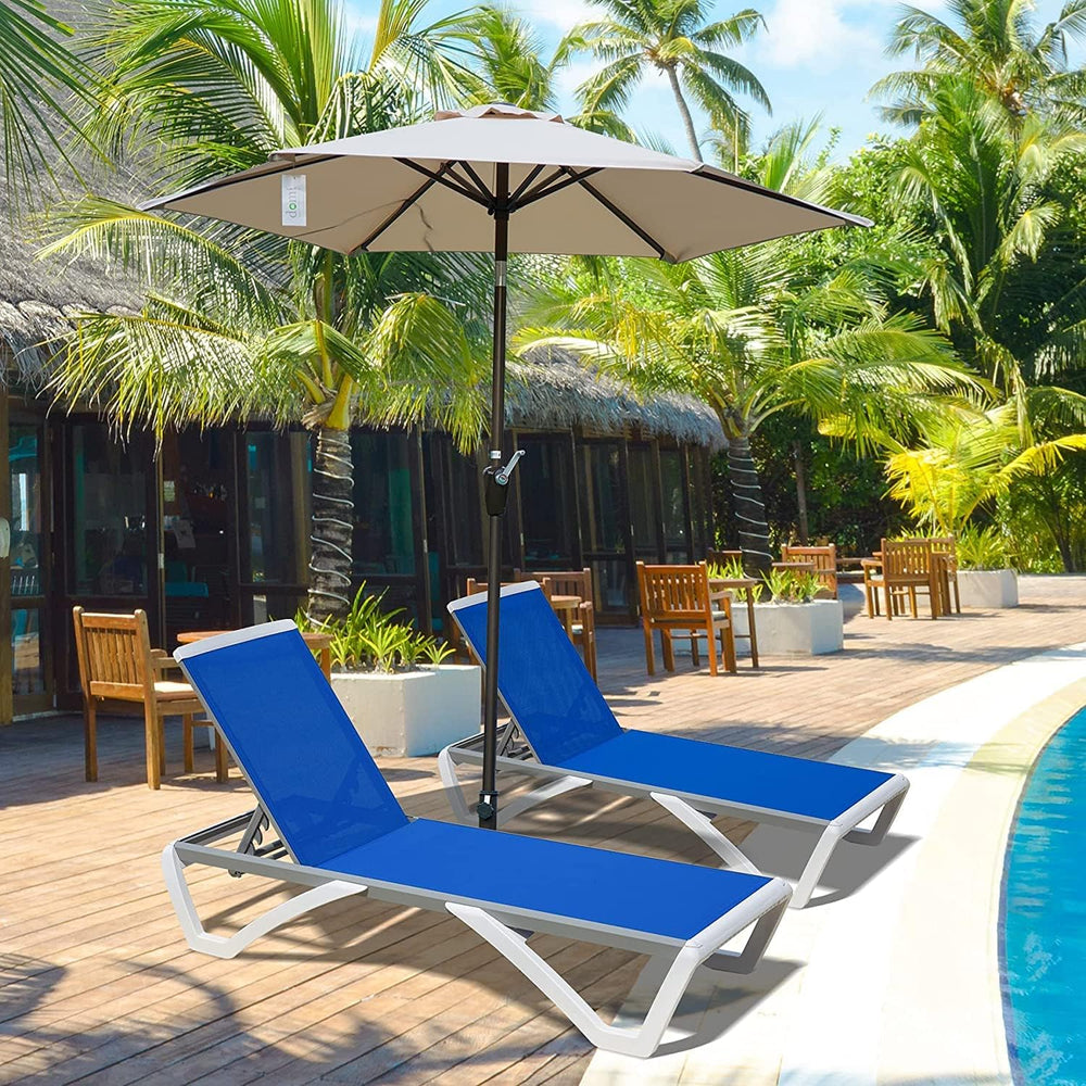 Domi Patio Lounger Chair Outdoor,Pool Lounge Chair, Blue | Adjustable Backres...