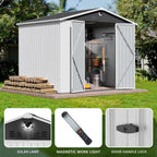 Metal Storage Shed,10x8 Outdoor Storage Building,Large Backyard Sheds with Lockable Doors,Waterproof Outside Storage Sheds，White