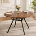 Pamapic 47'' Round Dining Table for 4-6 People | Solid Metal Frame, Circle Dinner Pedestal, Convenient Storage Shelf, Durable MDF Board, Natural Wood Table Surface