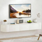 SHGJ&SOFT Floating TV Stand Wall Mounted Media Console with Door Entertainment Centerwith Storage Cabinets, Wall Mounted TV Shelf for Bedroom,Living Room (White, 55.1IN)