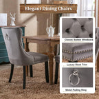 5 Piece Round Extendable Dining Table Set for 4, 43"-59" Grey Wood Oval Expanding Kitchen Table with 4 Velvet Tufted Chairs, Space Saving Extendable Dining Room Tables with Storage Shelf