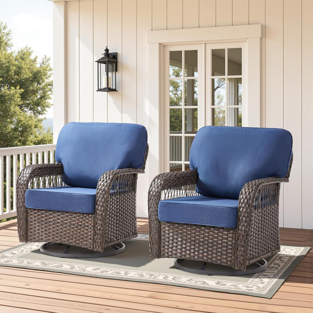 Wicker Swivel Rocker Patio Chairs, Patio Wicker Chairs Swivel Rocker Set of 2...
