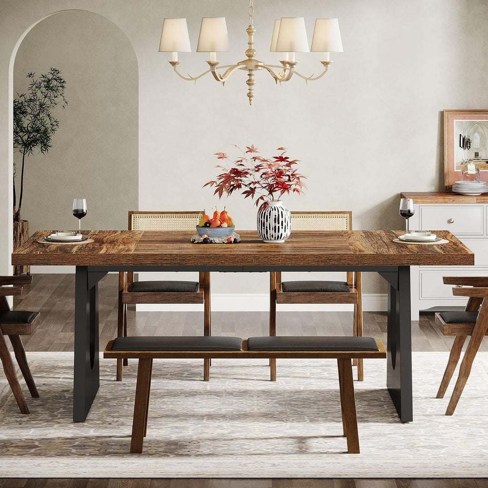 Tribesigns 70.86" Rectangular Dining Table for 6-8 (Dark Brown) | Rustic...