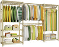 Ulif E1 Heavy Duty Closet Garment Rack, 6 Tiers Adjustable Metal Freestanding Expandable Clothing Storage with 4 Hanger Rods, Easy to Assemble Wardrobe, 71.4" H x (70" - 88.2") L x 14" D, Gold