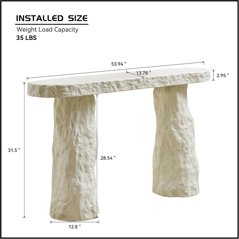 KEIKI 54" Rectangular Fiberglass Console Table with Matte Rocks Design, ...