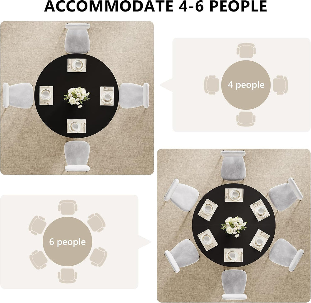 Einhomn 5-Piece Round Dining Table Set for 4, 47" Modern Kitchen Table a...