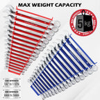 4-Pack Magnetic Wrench Organizer, 64-Slot Premium Wrench Rack Holder Tool Trays for Toolboxes Drawer Storage, SAE (1/4" - 1-1/16") & Metric (6mm - 24mm)