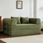 59" Convertible Floor Sofa Bed, Boneless Couches for Living Room, Green | Corduroy Loveseat Sleeper Floor Sofa, Modular Sectional Sofa, Futon Boneless Couch, Pull Out Couch, No Assembly Required