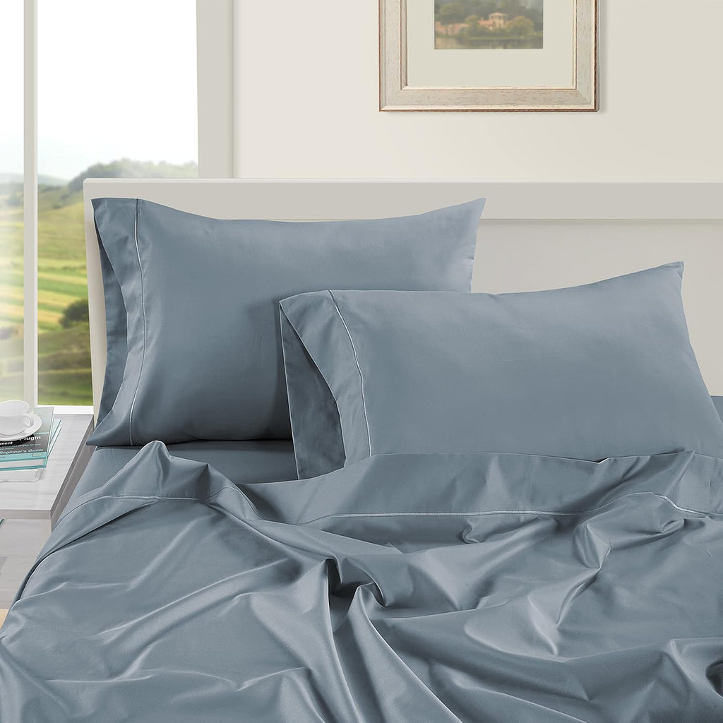 LANE LINEN Pillow Case Covers King Set of 2 100% Egyptian Cotton Sateen Soft Cool & Smooth 1000 Thread Count Cases - French Blue
