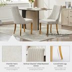 Beige Mid Century Dining Chairs Set of 2, Modern Kitchen & Dining Room Chairs Set of 2, Chenille Fabric Upholstered Kitchen Chairs, Sillas de Comedor, Gold Legs (Beige, 2 Pcs)