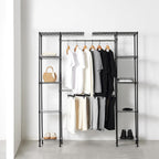 Amazon Basics Expandable Metal Hanging Closet Organizer System with Storage Shelves, Adjustable, Easy to Assemble, 57-80"L x 14"W x 72"H, Black