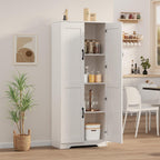 CABIHOME White Pantry Storage Cabinet 60" Tall, 2-Door Adjustable Shelf Cupboard for Kitchen, Bathroom, Living Room - Tall Storage Furniture