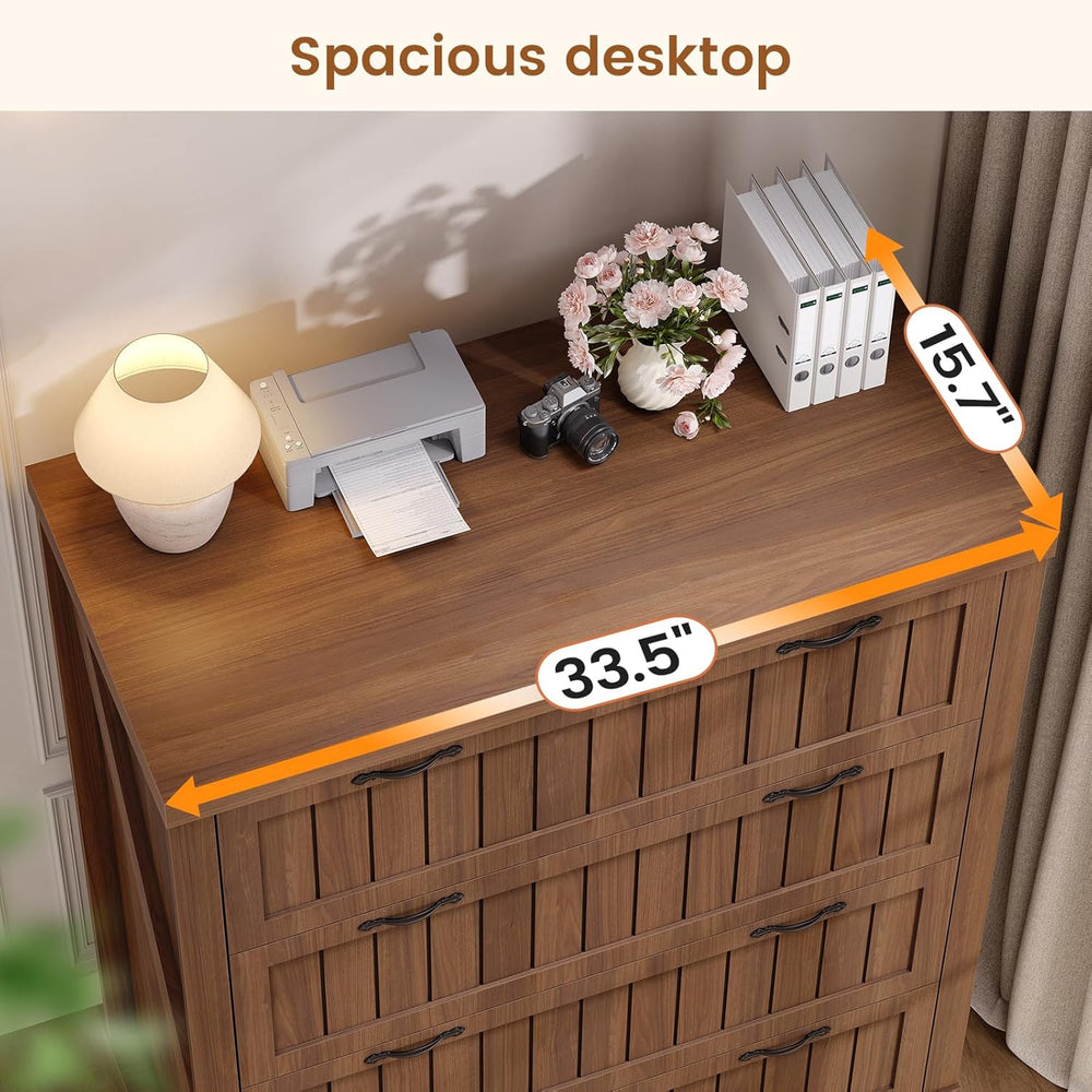 SEDETA Farmhouse 4 Drawer File Cabinet, Filing Cabinet for Home Office, Wood ...