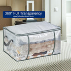 80L Clear Large Storage Bag, Clothes Storage Containers for Organizing Closet, Bedroom, Underbed, Comforters, Clothing, Blankets, Pillow, Foldable Organizer with Sturdy Handle and Zippers (6)