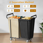 Large laundry hamper with Wheels, 2 Bag 360L Big Rolling Laundry Basket Sorter Cart, Extra Large Laundry Clothes Hamper, Heavy Duty Laundry Basket Organizer for Laundry Room,Bathroom