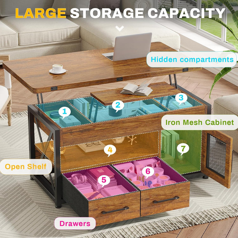 Itaar 40" Lift Top Coffee Table with Storage for Living Room, 4 in 1 Table