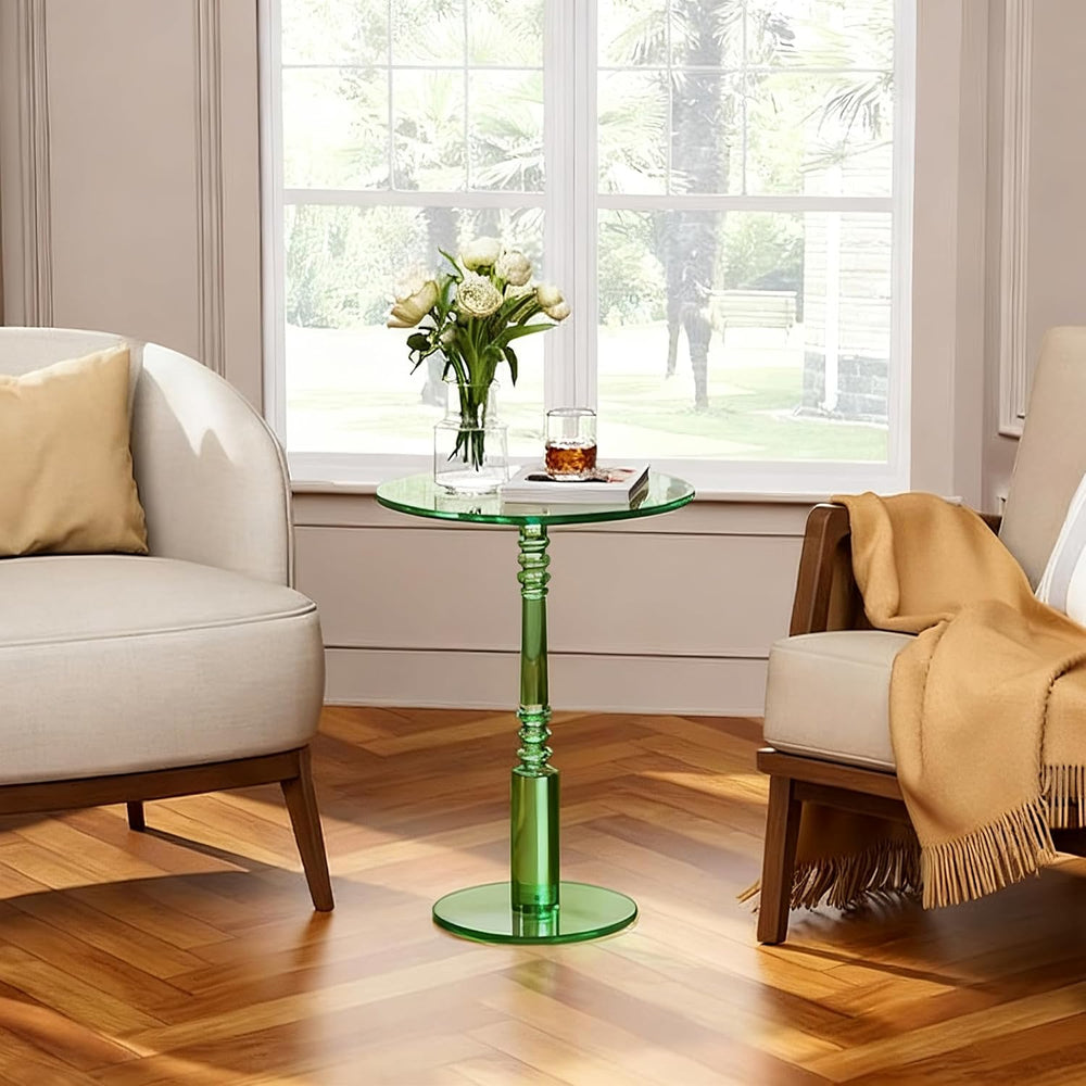 Modern Acrylic Side Table, Round Clear End Table for Living Room,Bedroom Lobb...