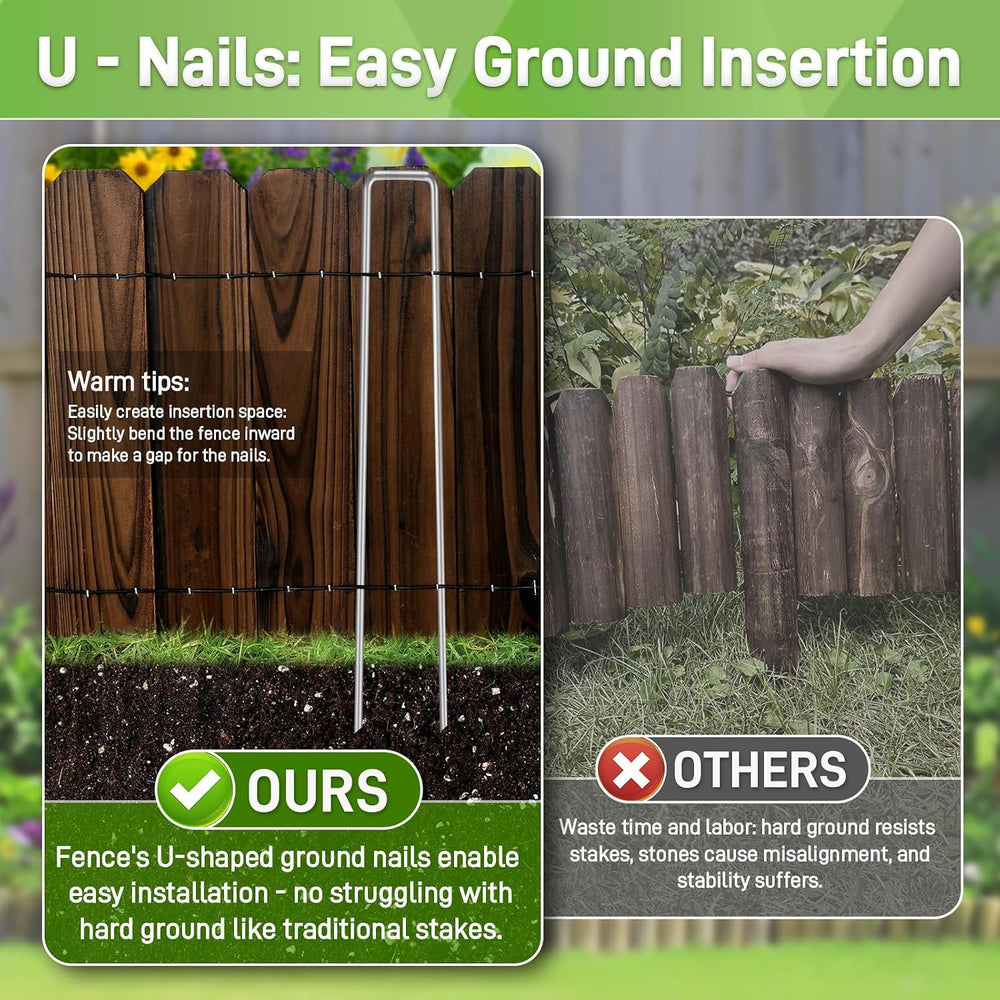 Mulctun Wood Garden Edging - 11.8" H X 47" L Sturdy Wooden Landscap...